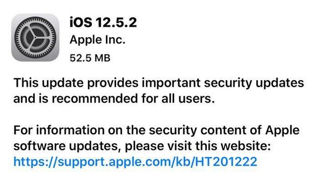 松滋苹果手机维修分享iOS12.5.2发布，建议所有老苹果用户安装 